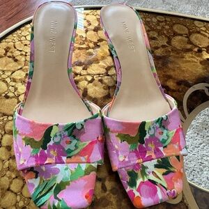 Nine West Pink Multicolor Floral Slide Mules